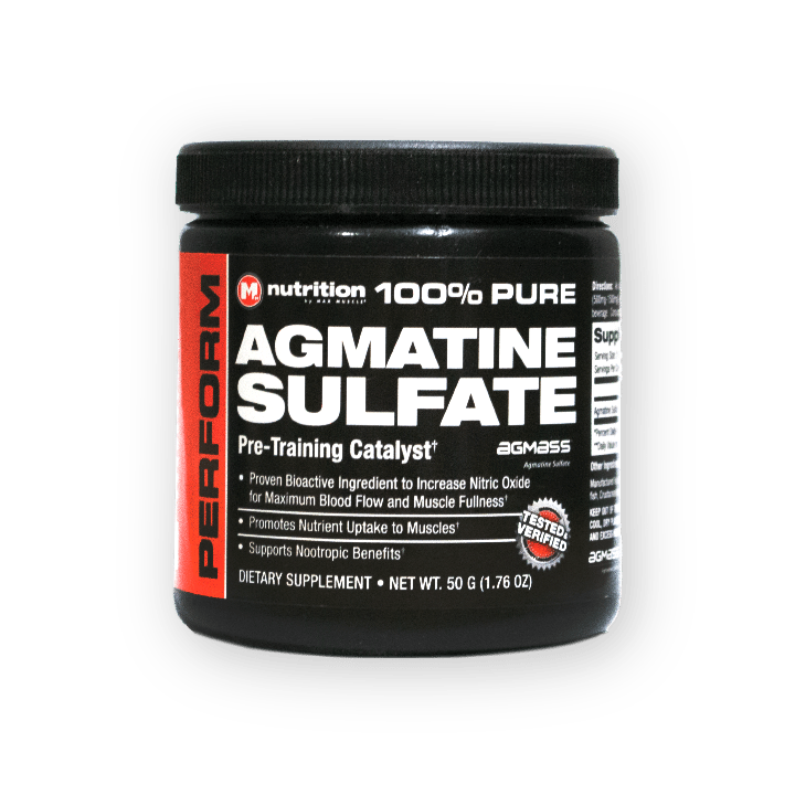 "Max Muscle Agmatine Sulfate 50 Grams – Premium nitric oxide booster for enhanced muscle pumps, performance, and endurance."